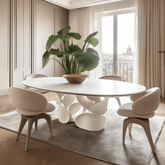 Trueliving  Opel White Luxurious Dinning Table H 30 x W 45 x D 35; Chair : H 34 x W 18 x D 18